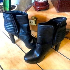 GUESS 4” Heel Black Leather Boots